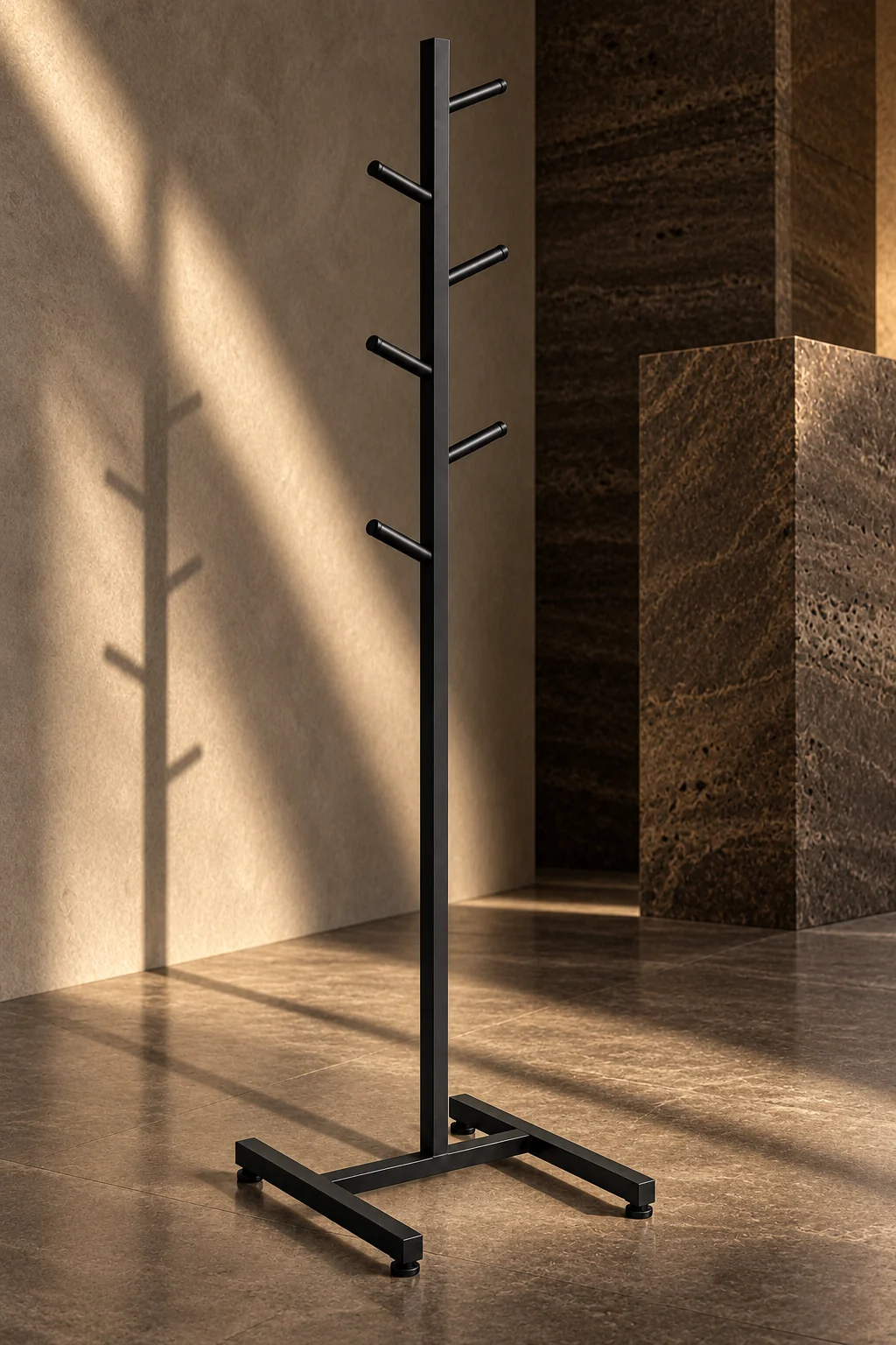 Minimal Metal Ayaklı Askılık — Mat Siyah